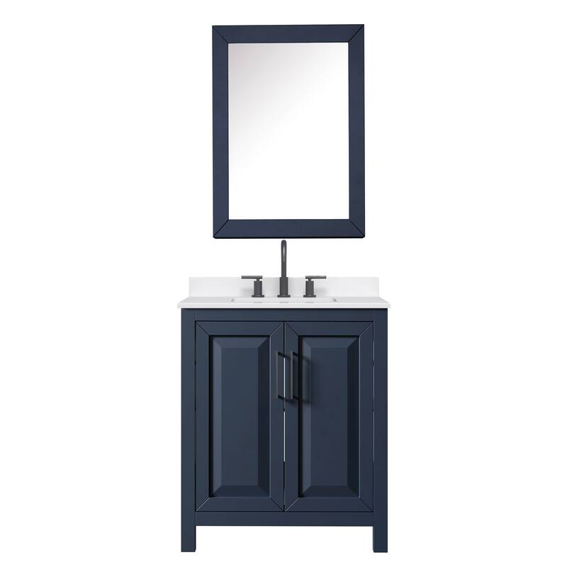 Daria 30-inch Single Vanity, 3 Hole Quartz Top, Med Cabinet