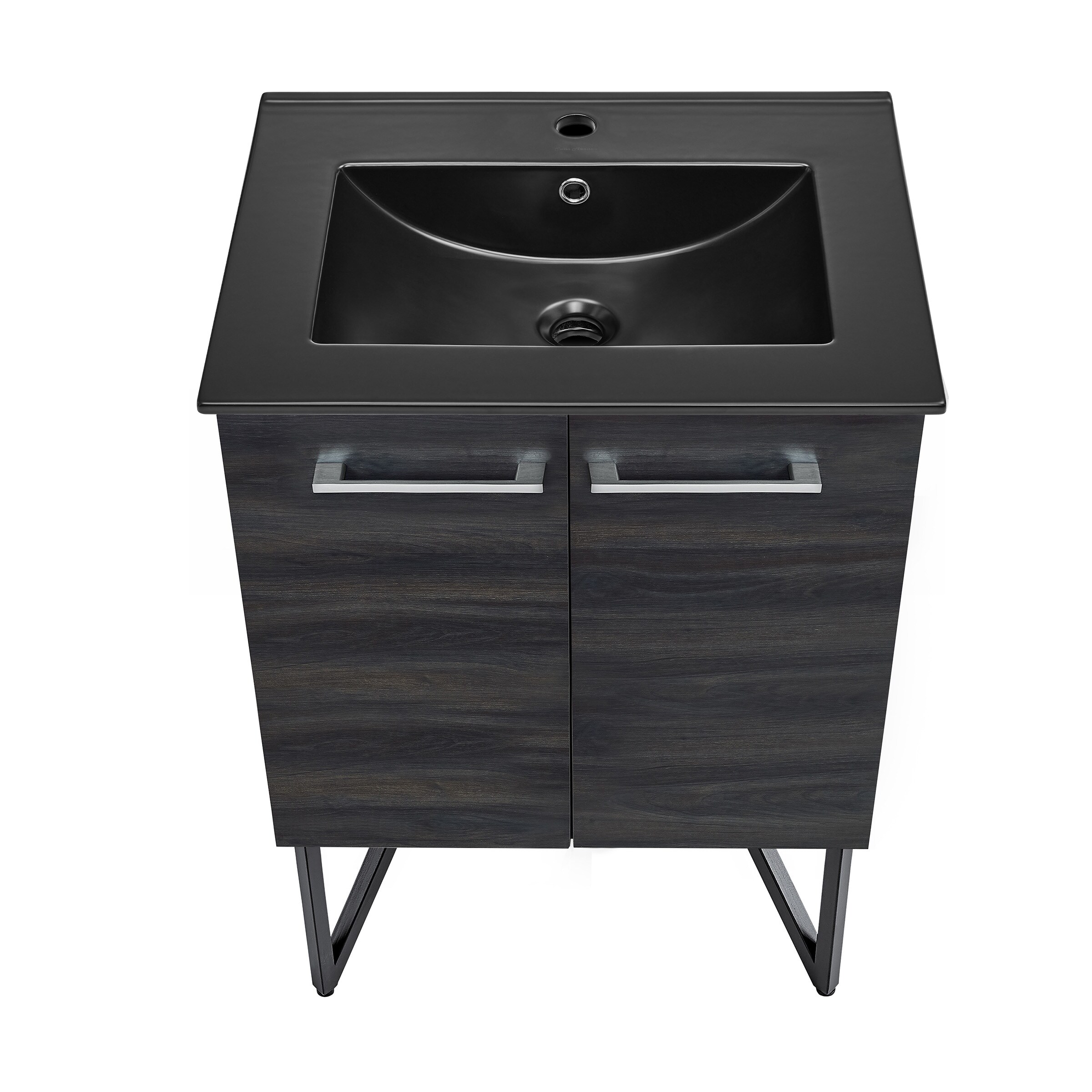 Annecy 24 In. Black Walnut Bathroom Vanity With Black Ceramic Sink