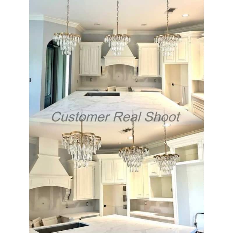 Holla 4-tier Modern Tiered Crystal Pendant Light 4-light LED Dimmable Wagon Wheel Chandelier - D14.1'' * H80''