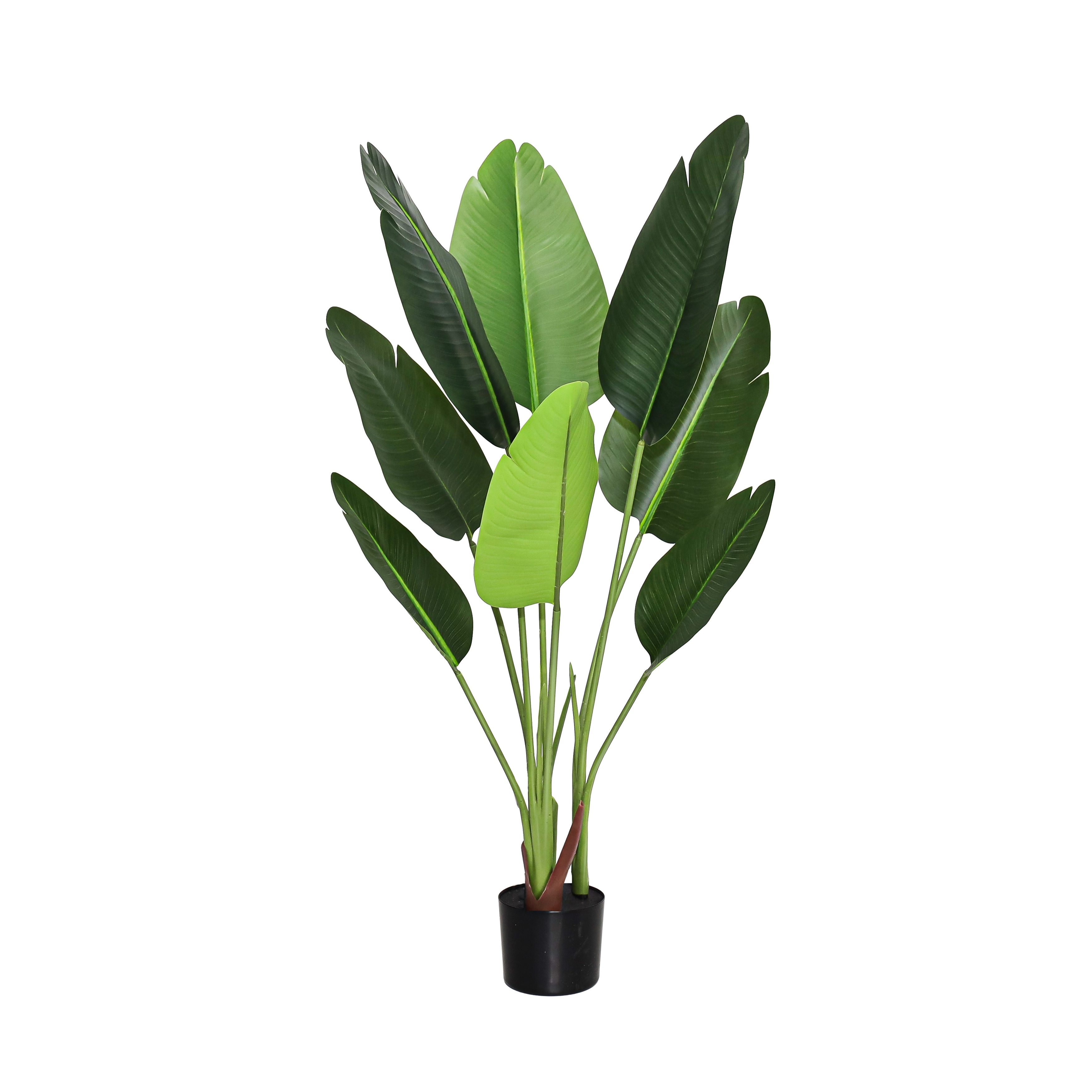 4ft Real Touch Artificial Travelers Palm Tree Plant in Black Pot - 48" H x 24" W x 24" DP