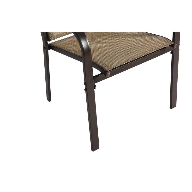 7-Piece Outdoor Patio Steel Dining Set with 59" Rectangular Table and 6 Textilene Stackable Chairs