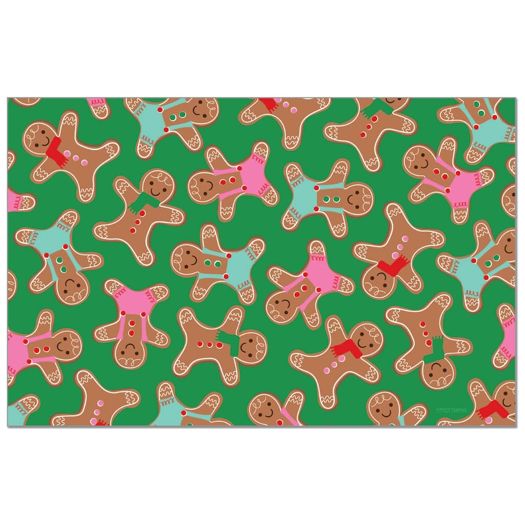 Gingerbread Toss 24 Sheet Reusable Premium Paper Stock Placemats in Resealable Storage Bag Made in The USA 17" x 11"