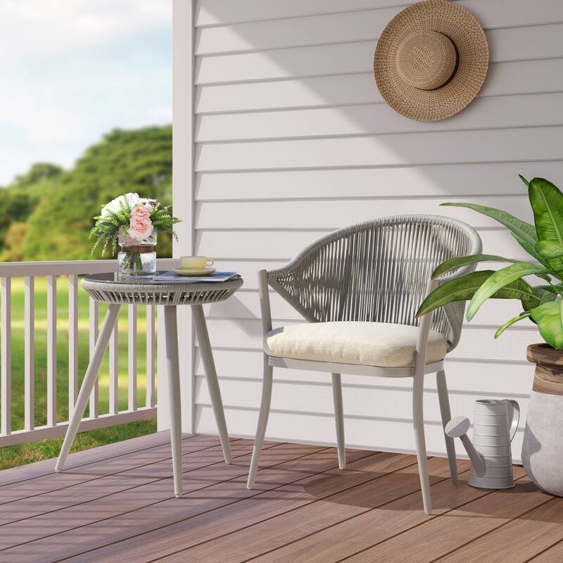 NUU GARDEN 3-Piece Aluminum Patio Furniture Bistro Set with Cushions