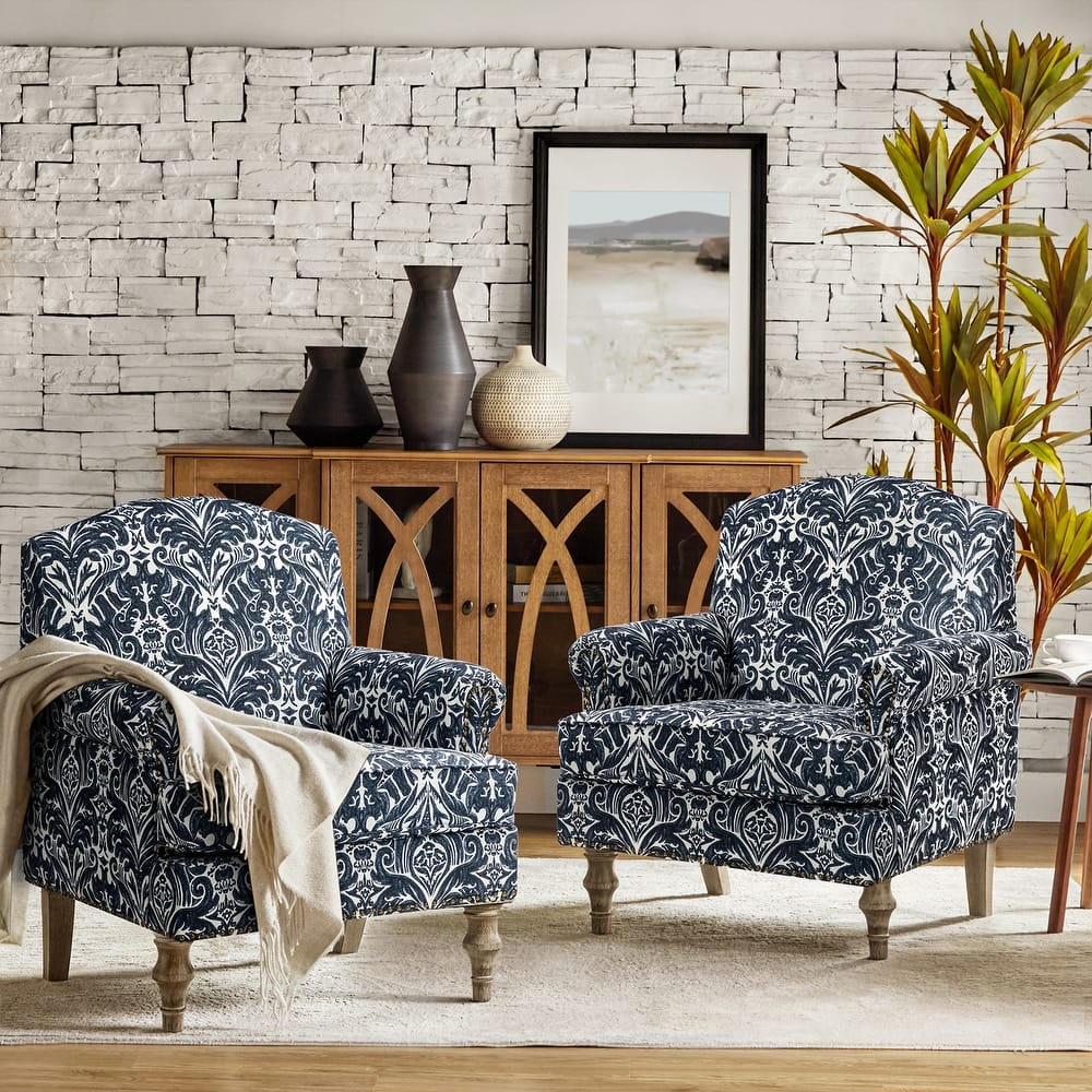 Yahweh Farmhouse Nailhead Armchair with Round Arms by HULALA HOME(Set of 2)
