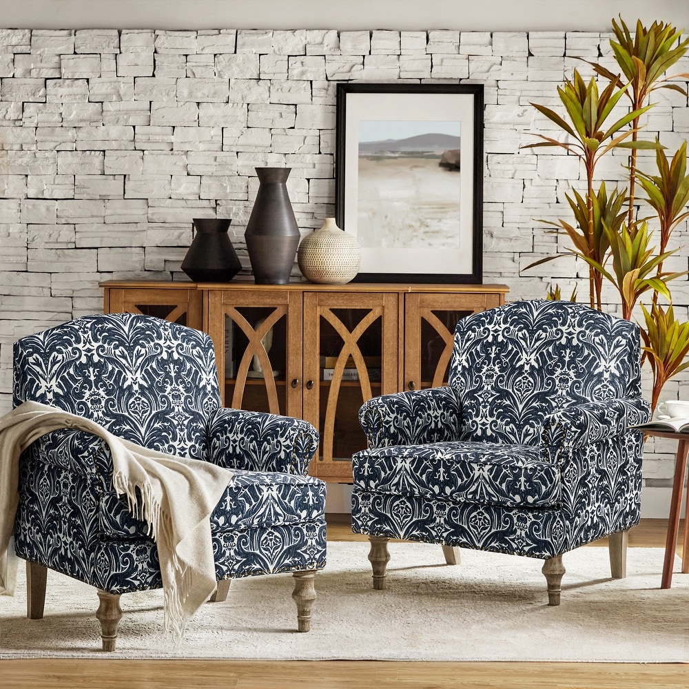 Blue and best sale white arm chair