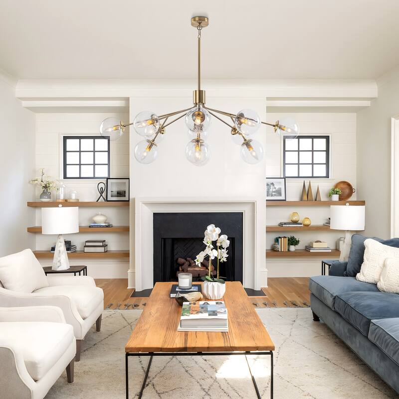 Starsky 12-Light Clear Bubble Glass Chandelier for Dining Room, Entryway, Living Room, Kitchen Island