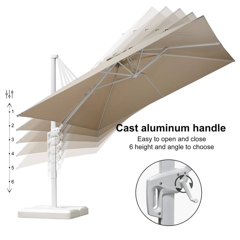 PURPLE LEAF 8 ft White Cantilever Patio Umbrella with 360 Degree Rotation With Base