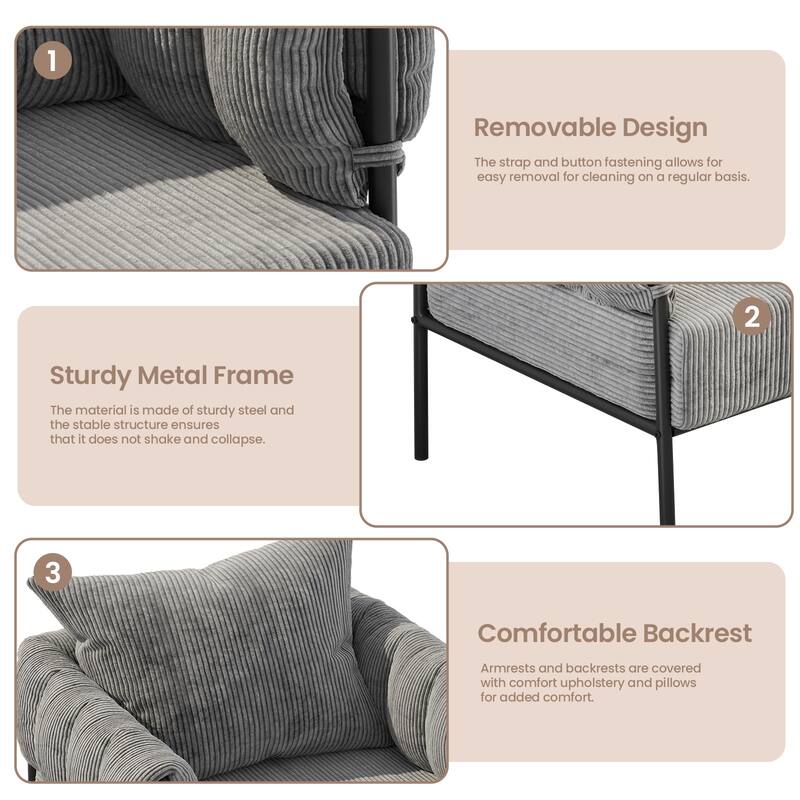 Accent Chair with Pillow, Modern Living Room Chairs