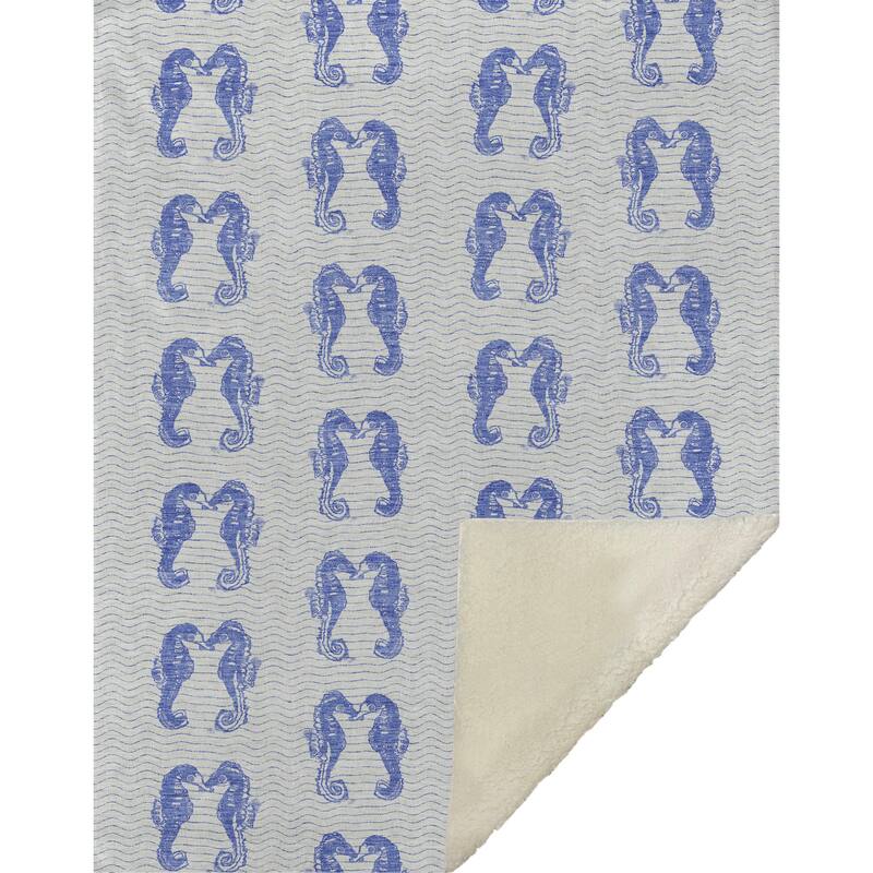 Premium Machine Washable ASB194 Sea Horse Sherpa Throw Blanket