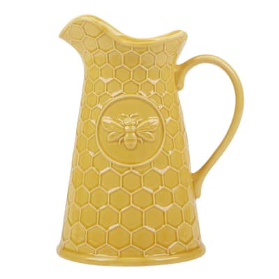 Certified International French Bees Embossed Honeycomb Pitcher - 7.75" x 6.25" x 10"