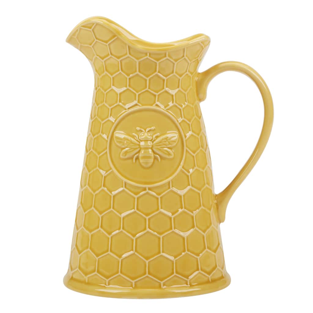 Certified International French Bees Embossed Honeycomb Pitcher - 7.75" x 6.25" x 10"