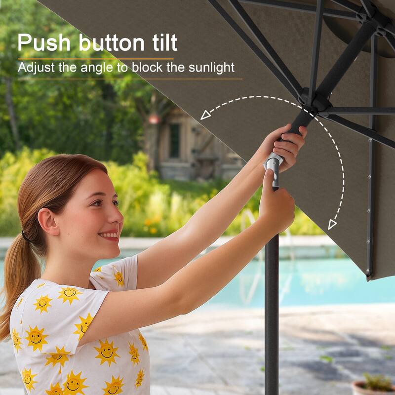 LIVOOSUN 6x9Ft LED Patio Umbrella Weather Resistant Table Umbrella