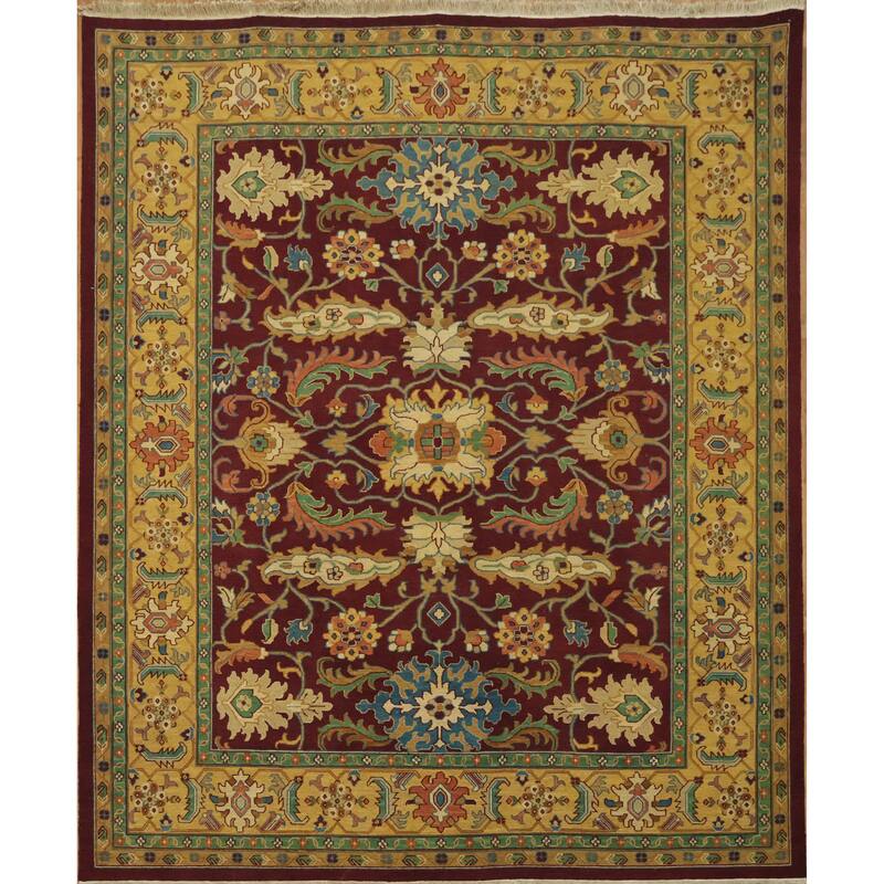 Hand Knotted Oriental 100% Wool Carpet Traditional All-Over Red Sumak Area Rug - 9' 7'' X 7' 11''