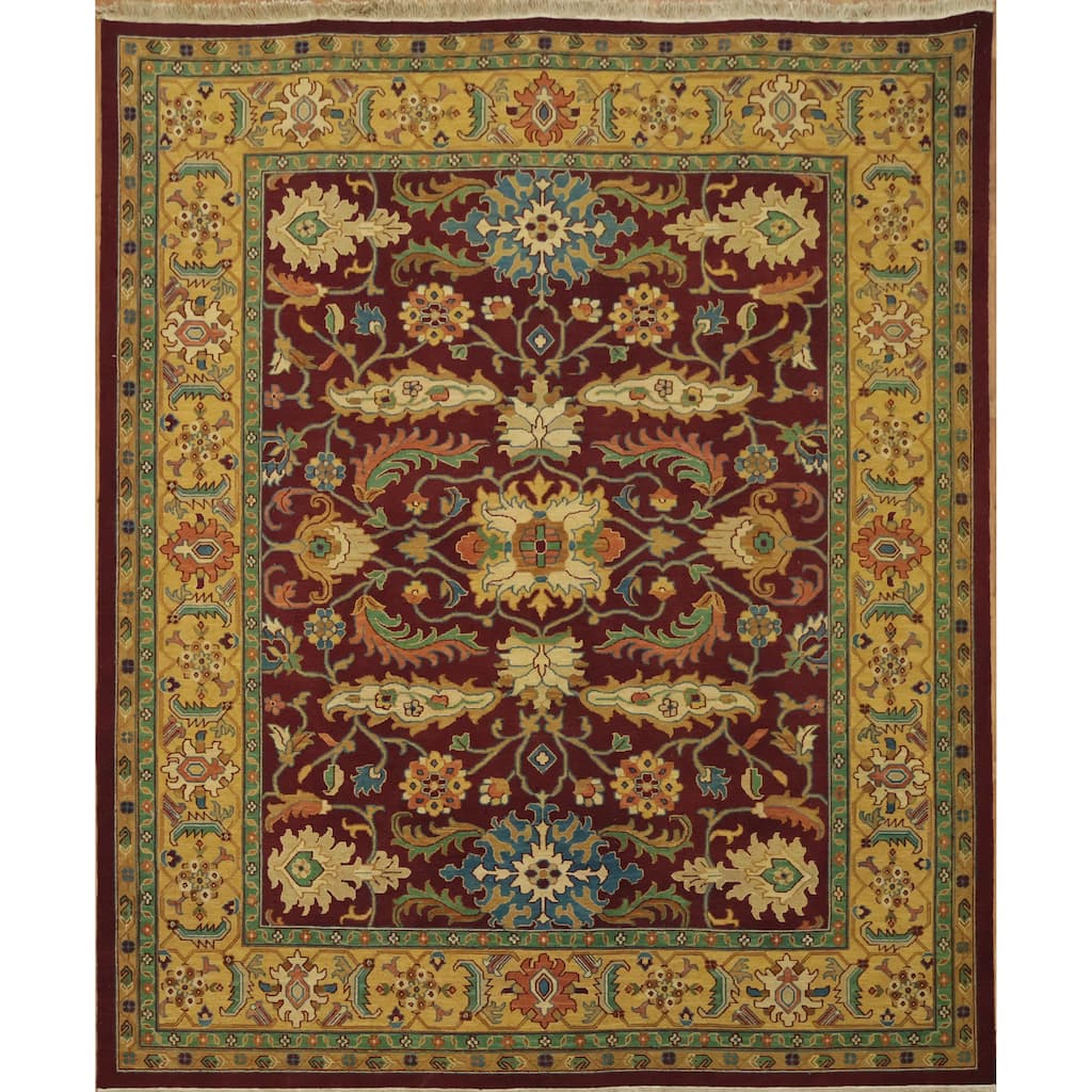 Hand Knotted Oriental 100% Wool Carpet Traditional All-Over Red Sumak Area Rug - 9' 7'' X 7' 11''