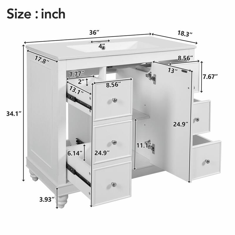 Modern Bathroom Vanity with Ceramic Sink Combo