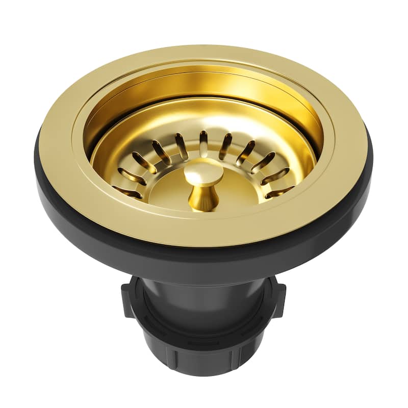 VIGO 3.5" W Kitchen Sink Drain Assembly with Strainer and Basket Stopper - Matte Brushed Gold