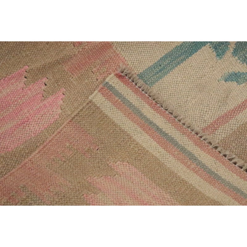 Hand Woven Oriental 100% Wool Carpet Southwestern Tribal Green Kilim Area Rug - 5' 7'' X 3' 9''