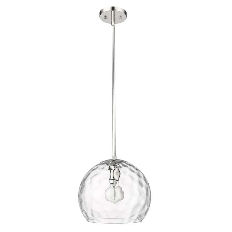 Mackenzie 1-light Polished Nickel Pendant w/ Rippled Water Glass