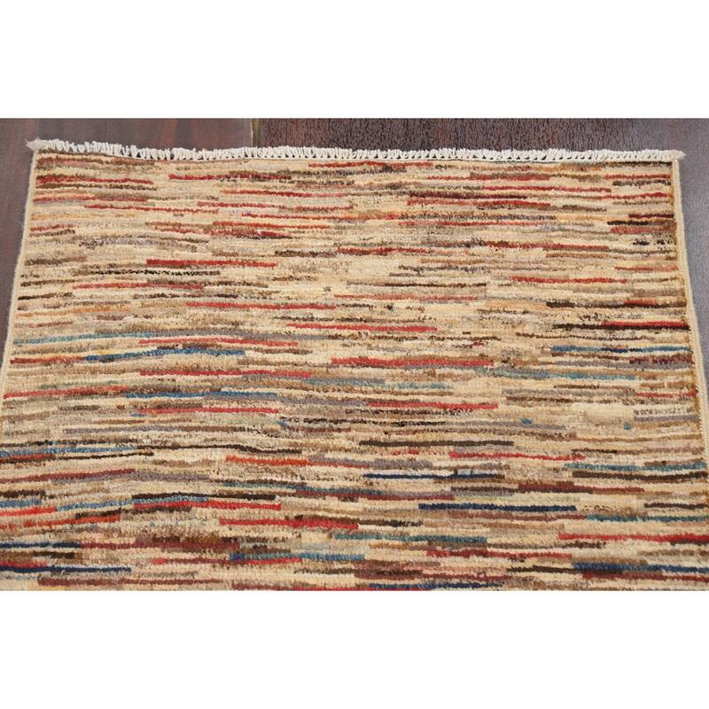 Striped Modern Gabbeh Kashkoli Oriental Area Rug Handmade Wool Carpet - 2'6" x 3'11"