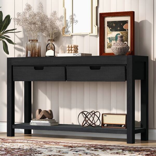 Segawe Console Table With 2 Drawers - Black Sofa Table, Entryway Hallway Furniture, 39.37" Long 2 thumbnail image