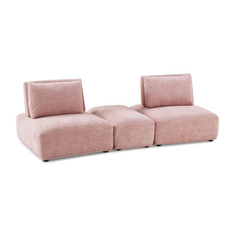 Stavan Modular Curved 2 Seater Sofa, Ottoman Pink, Adjustable Back