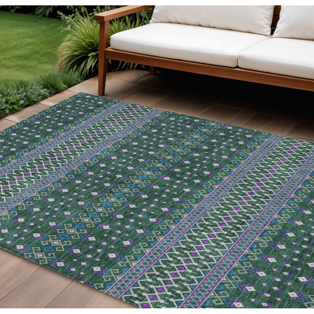 HomeRoots Tribal Transitional Rectangle Outdoor Rug