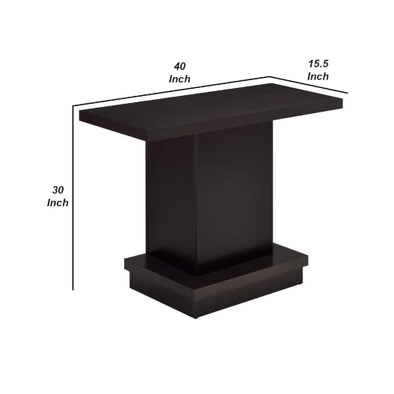 Contemporary Sofa Table With Pedestal Base, Cappuccino Brown