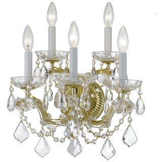 Maria Theresa 5 Light Clear Crystal Gold Sconce - 13.5'' W x 16'' H x 9'' D