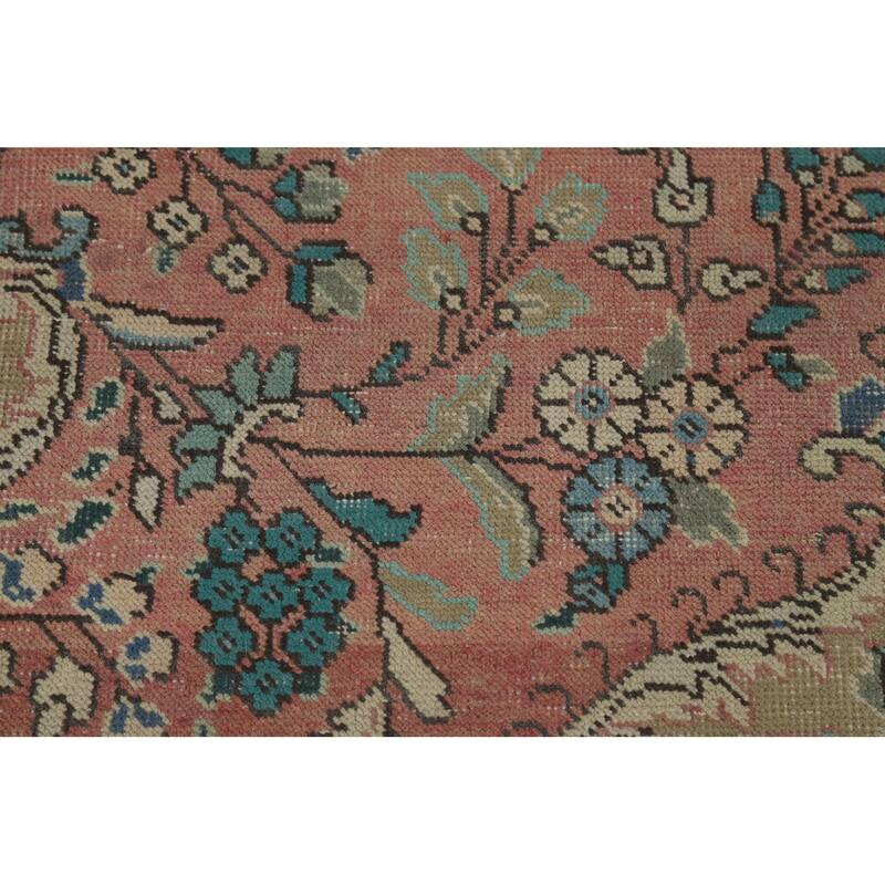 Hand Knotted Oriental 100% Wool Carpet Traditional Floral Pink Tabriz Area Rug - 9' 2'' X 6' 6''