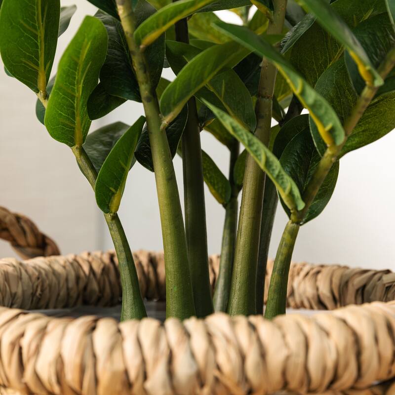 Glitzhome 2.75ft. Zamioculcas Artificial Plant Faux Money Tree in Pot - 17.00"D X 33.00"H