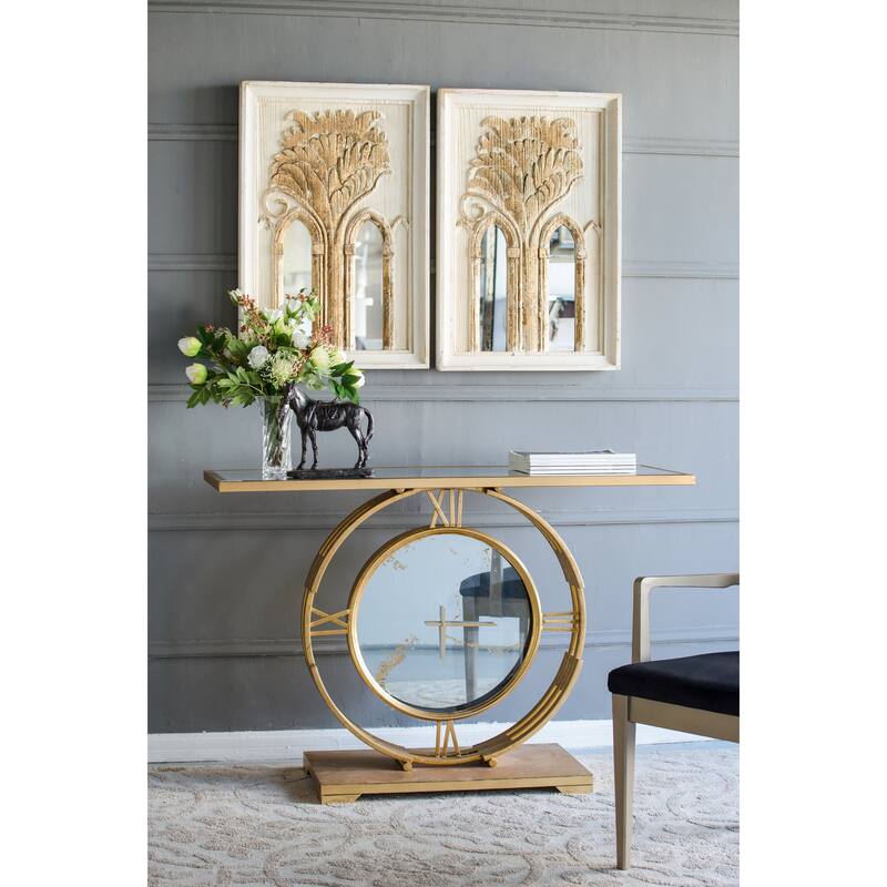 Mid-Century Modern Wall Mirror - Gold Leaf Details, Set of Two