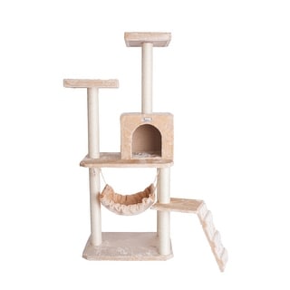 GleePet 57-Inch Real Wood Cat Tree With Perches, Running Ramp, Condo ...