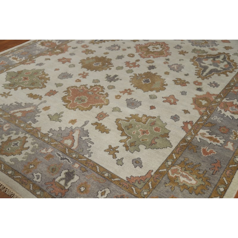 Oushak Indian Area Rug Hand-Knotted Transitional Wool Carpet - 8'1" x 9'11"