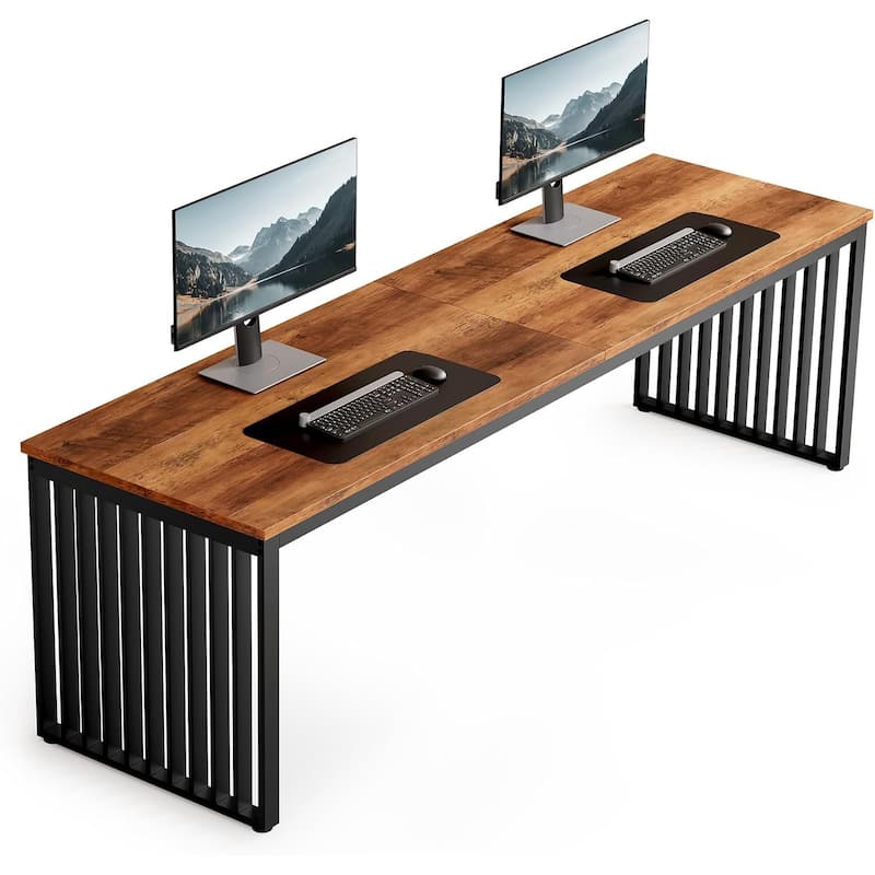 78.74 Inches Double Computer Desk for 2 Person - Extra Long Workstation with Heavy Duty Metal Frame, Large Dual Study Table
