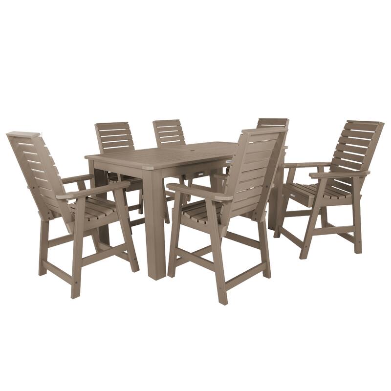 Weatherly 7-piece Outdoor Dining Set - 42" x 72" Table, Counter-height - Woodland Brown