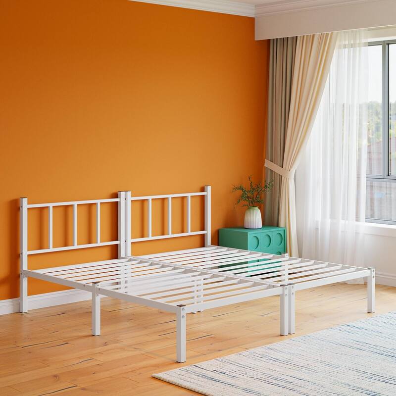 Convertible Triple Twin Metal Bunk Bed with Safety Guardrails and Ladder, Space-Saving Design for Dorm or Guest Room, White