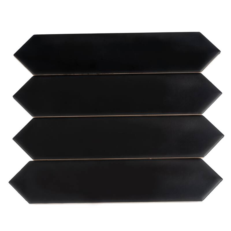 Apollo tile 2" x 10" Piquet Matte Black Ceramic Tile (5.38 sq ft/case) - 44 Pack