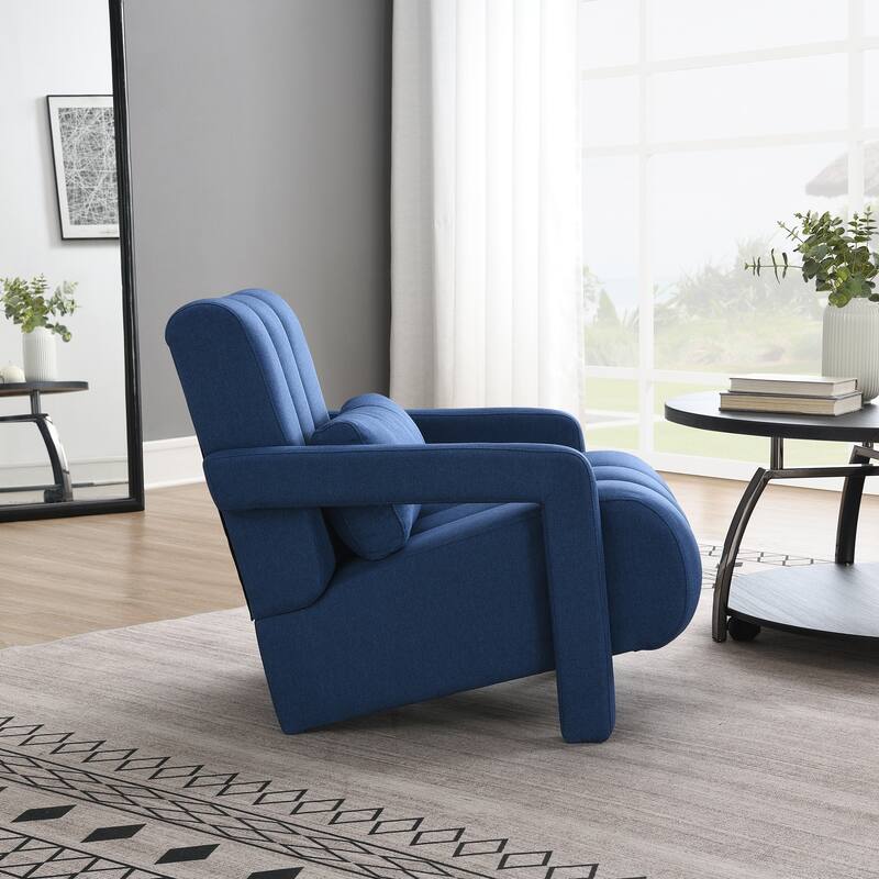 Living Room Decorative Chair Single Sofa Chair, Stylish Club Chair Padded Chair Lounge Chair with Armrests - Navy Blue
