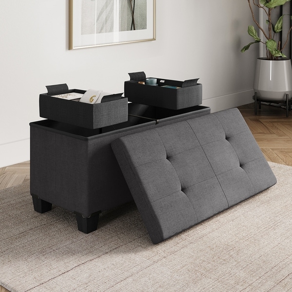 StorageBud Tuffted Folding Foot Rest Storage Ottoman Bench with Storage Bins On Sale Bed Bath Beyond 36513800
