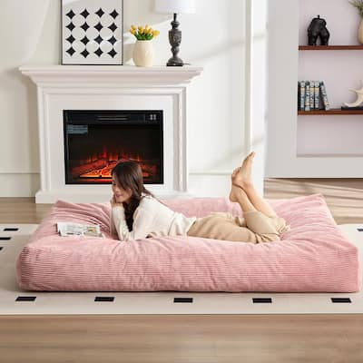 Mixoy Corduroy Bean Bag Lazy Sofa Chair Bed,Convertible Adult Beanbag from Lazy Chair to Floor Mattress,Machine Washable