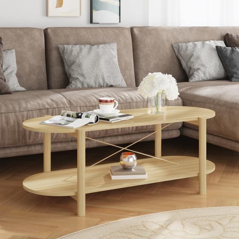 vidaXL Coffee Table Living Room End Table Accent Sofa Table Engineered Wood - 43.3"x18.9"x15.7"