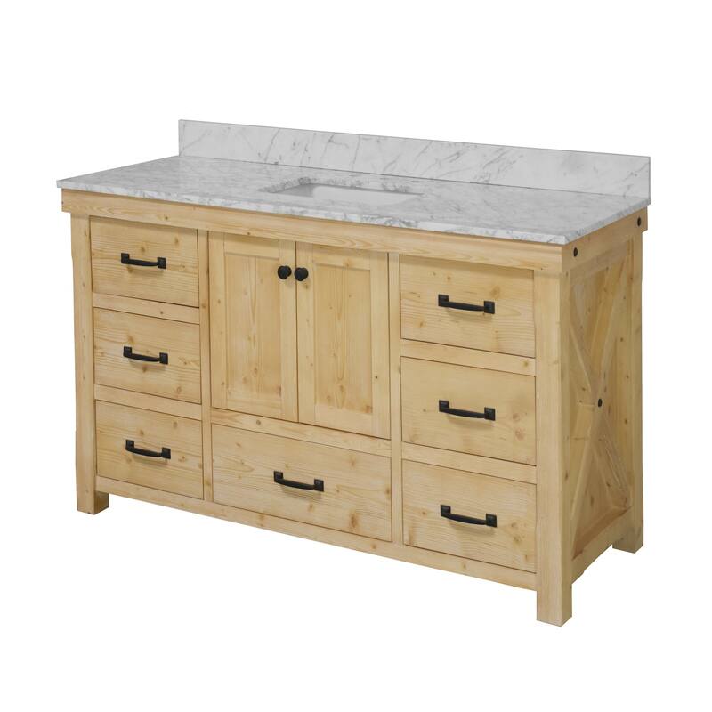 KitchenBathCollection Tuscany 60" Single Bathroom Vanity with Carrara Marble Top