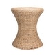 preview thumbnail 1 of 2, Household Essentials Handwoven Water Hyacinth Hourglass-Shaped Wicker Stool Beige