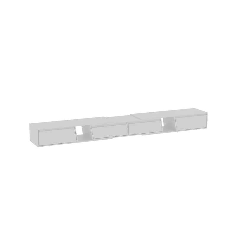Extendable Entertainment Center Spacious Storage TV Stand Black/White