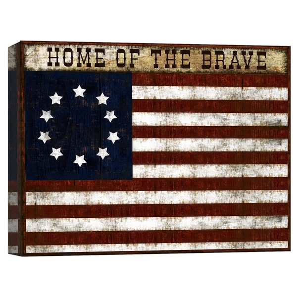PTM Images 9-124796 PTM Canvas Collection 8" x 10" - "Home of the Brave" Giclee American Flag Art Print on Canvas