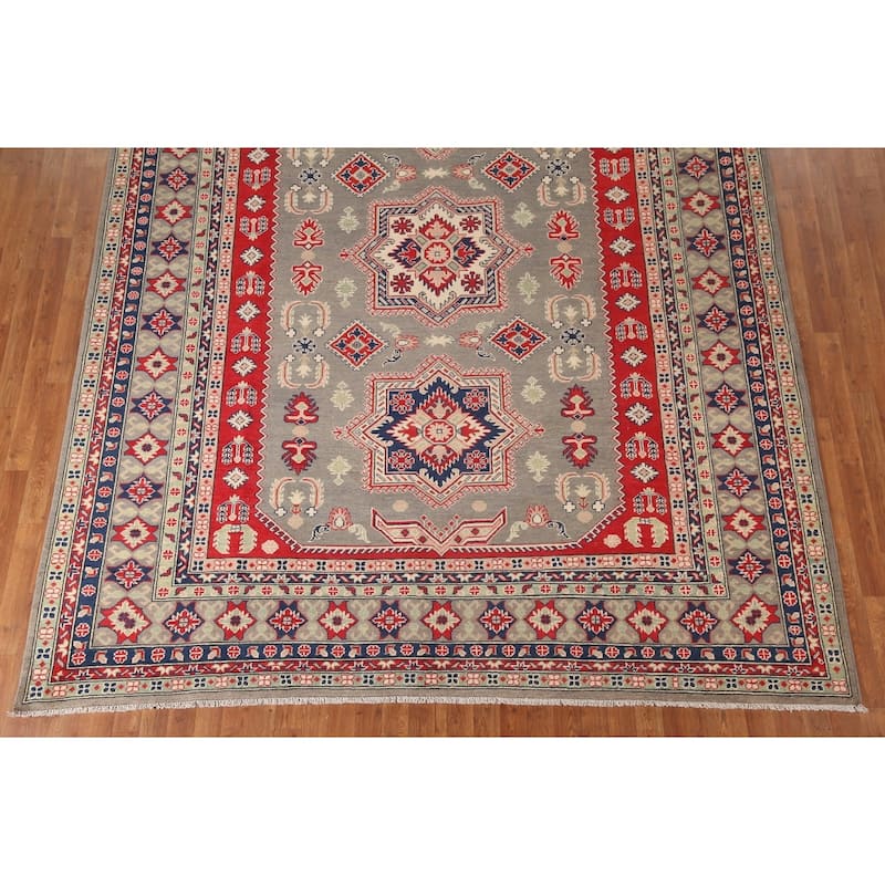 Traditional Grey Kazak Oriental Area Rug Handmade Wool Carpet - 8'7"x 11'5"