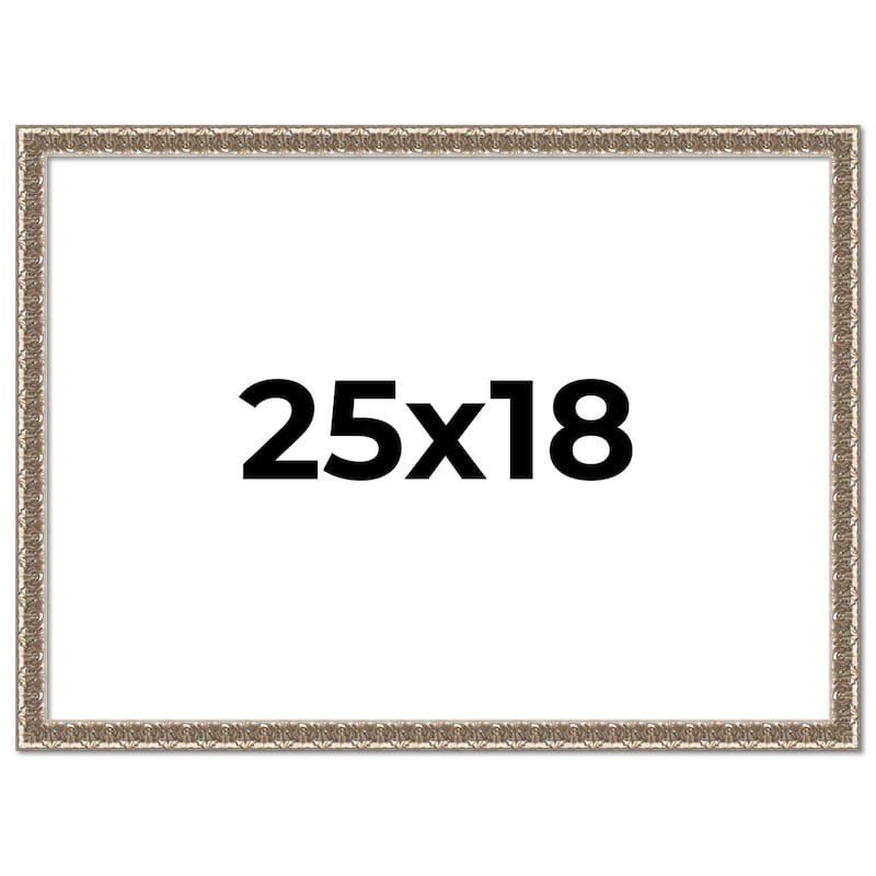 25x18 Frame Silver Versailles Ornate Solid Wood Picture Frame | 1 Inch