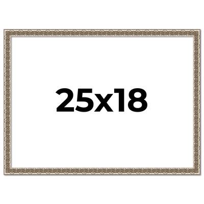 25x18 Frame Silver Versailles Ornate Solid Wood Picture Frame | 1 Inch