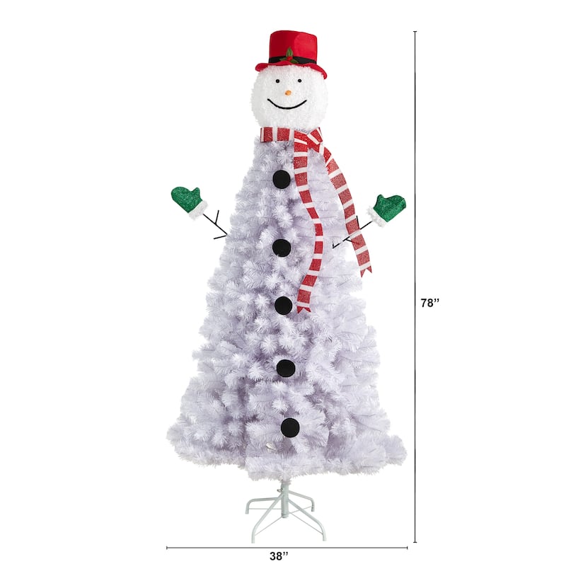 6.5' Snowman Artificial Christmas Tree with 804 Bendable Branches