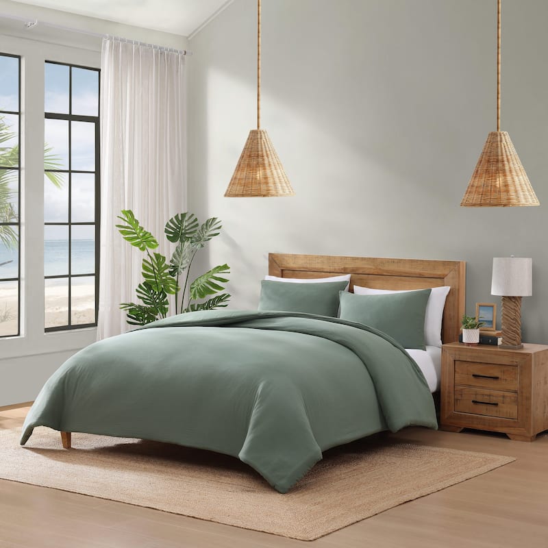 Tommy Bahama Paradisio Cotton Green Reversible Comforter Set